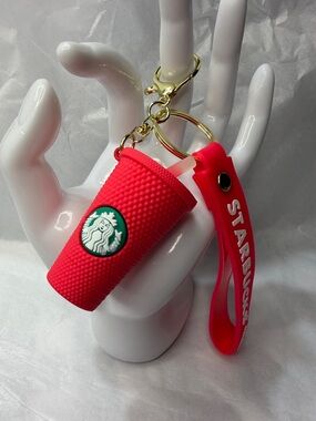 Starbucks Silicone Cup Keychain with Gold Hardware
